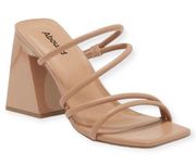 strappy tan block heel sandals women Size 8.5