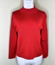 Pendleton Silk Blend Sweater MEDIUM Red Mock Neck Ribbed Knit Pullover Holiday