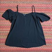 BLACK COLD SHOULDER BLOUSE