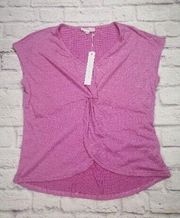 Jane + Delancey Womens Size Medium Purple Twisted Front Short-Sleeve Shirt Top