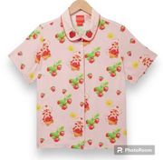 Strawberry Shortcake Icons Allover Print Women's Woven Button-Up