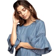 NWT cornflower blue pintuck bell sleeve blouse 