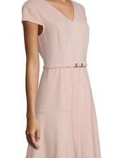 Liz Claiborne Manor Garden blush belted fit and flare dress size 4