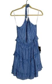 NWT Lulus Light Blue Tiered Sleeveless Halter Mini Dress XL