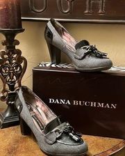 Dana Bachman Black and Gray Heels with Tassle Size 8.5