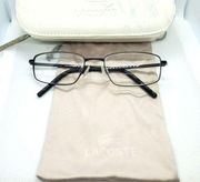 Lacoste Black Prescription Glasses Frames, Case, & Dust Bag