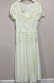 Vintage Jessica McClintock ivory lace bridal dress