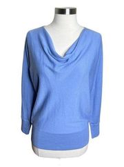 Talbots Pullover Sweater Womens SP Blue Pure Merino Wool Draped Neckline