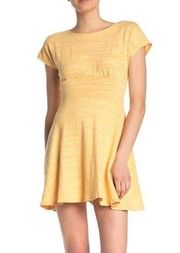 NWT  Slub Knit Fit Flare Skater Dress Yellow