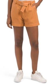 New Kut From The Kloth Justine Belted Shorts Burnt Orange Size 18