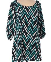 MOA MOA medium green chevron print shift dress