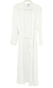 Flora Nikrooz Collection Womens Floral Lace Trim Bridal Bride Robe OS White