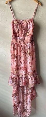 🆕  Pink Floral High Low Spaghetti Strap Dress | Juniors Medium