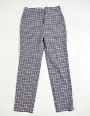 Milly Wool Multi Color Plaid Print Pattern Mid Rise Ankle Crop Trouser Pants 6