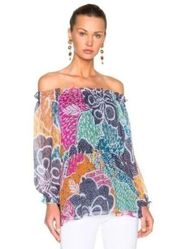 Diane Von Furstenberg Camila Flower Power Dream Silk Blouse Size 2