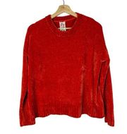 Sadie & Sage Red Chenille Knit Crewneck Sweater S