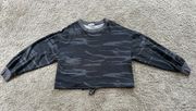 Cropped Grey Camo Crewneck