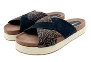 TOMS Paloma Slides Black & Brown Suede Animal Print Flatform Sandal Women’s Sz 8