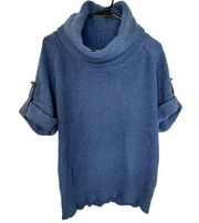 Fenn Wright Manson Blue Short Sleeve Sweater Top With Button Sleeves