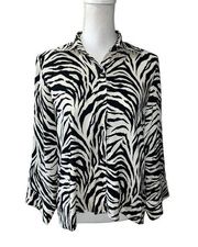 Alice + Olivia Zebra Print Silk Button Down Blouse