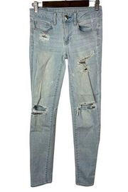 American Eagle  AEO Light Wash Distressed Skinny Jeans 2