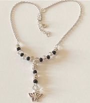 Handmade Butterfly Crystal Glass Beads Charm Necklace