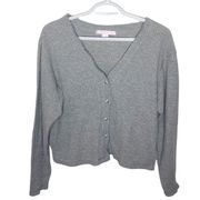 Victoria’s Secret Y2K grey cropped slouchy waffle knit thermal cardigan size M