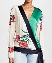 DVF silk floral wrap blouse