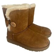 UGG  Women's Bailey Button II Chestnut Brown Fur Lined Suede Boots Size US 7