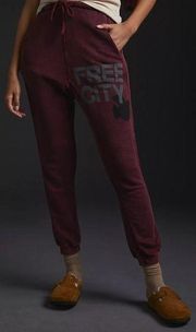 FREE CITY NWT Logo Cotton Sweatpants in Deep Love XS