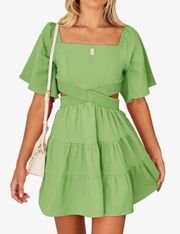 Short Sleeve Square Neck Cutout Mini Dress