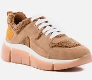 Seychelles I'll Be There Tan Suede Leather Shearling Sneakers