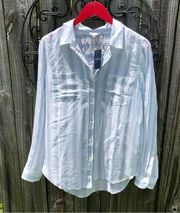 Lucky Brand cotton blend striped button down shirt top size S