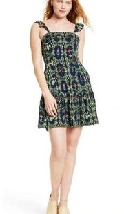 Agua Bendita Target Dainty Floral Tile Print Flutter Sleeve Mini Dress