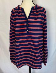 Macbeth Collection Nautical Striped Long Sleeve Blouse Size Large