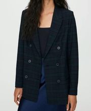 ARITZIA  Navy Plaid Samuel Blazer Double Breasted Size 6