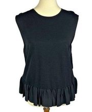 Black Ruffle Ponte Knit Peplum Hem Tank Top Women’s Medium