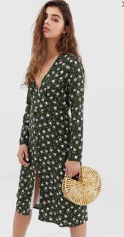 Midi Green Floral Tea Dress