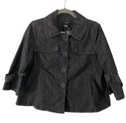 Sandro Sportswear Charcoal 3/4 Sleeve Denim Jacket Blazer S Small NWOT