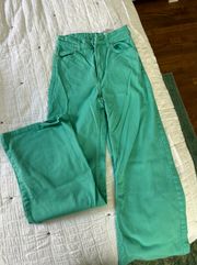 Wide Leg Green Jeans