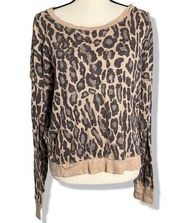 Splendid women's academy leopard print long sleeve waffle tee cotton blend large