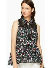 Kate Spade Greenhouse Lace Yoke Floral Top Size XS