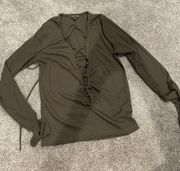 Dark Green Tie Long Sleeve Shirt