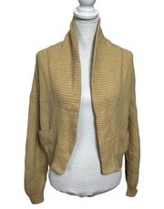 VINCE Cropped Shawl Collar Cardigan Ribbed Wool Cashmere Women’s Size XS Flawed