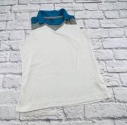 Slazenger Golf Polo Shirt Women's‎ Size XL White Blue Sleeveless Collared V Neck