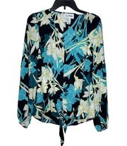 Joseph Ribkoff Women Blouse Style 212239 Floral Tie-Front V-Neck Long Sleeves 4