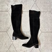 Jimmy Choo Black Suede Over the Knee Block Heel Boots Sz 7