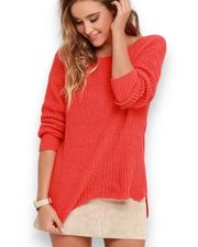 BB DAKOTA X LULU’S Susanna Coral Red Wide Boatneck Knit Pullover Sweater