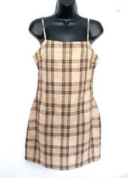 Romwe brown plaid dress