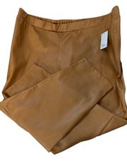 Denise Bidot Faux Leather Straight Leg Pants In Coffee Size 2X